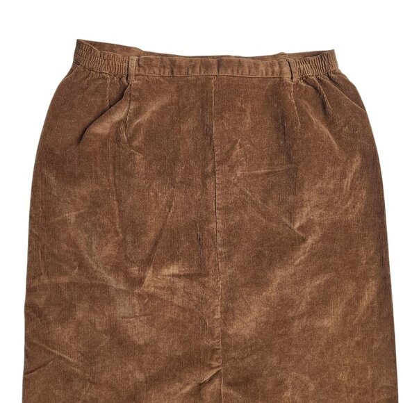 Vintage 90s Sag Harbor Sport Skirt Brown Aline Maxi Corduroy Casual Stretch - Picture 3 of 6